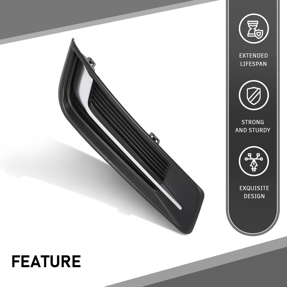 G-PLUS RH Right Fog Light Cover Compatible with Cadillac XTS 2013-2017 GM1039153, 20901631 Chrome Black