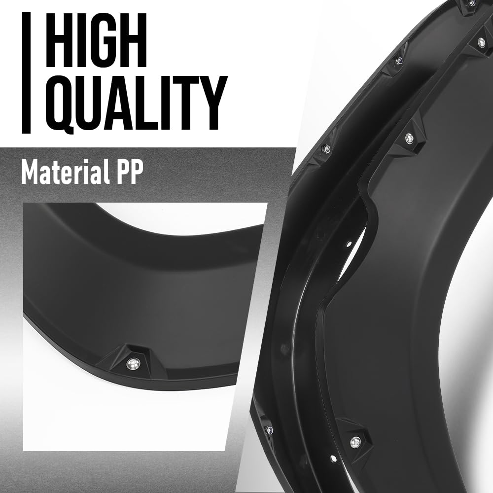 G-PLUS 4PCS Fender Flares Compatible with Toyota Tacoma 2016 2017 2018 2019 2020 2021 2022 (Not Fit Double Cab Trims) Wheel Arch Cover Trim, Smooth Pocket-Riveted