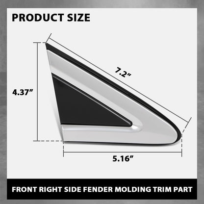 G-PLUS Front Right Side Fender Molding Trim Part Mirror Corner Triangle Trim View Mirror Flag Applique Panel Cover Compatible with Cadillac XTS 2013-2019 22955948 Chrome and Black