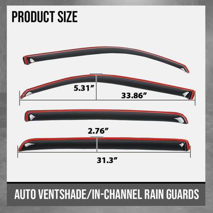 G-PLUS in-Channel Auto Vent Window Visor 4pcs Compatible with Dodge Ram 1500 Crew Cab 2019-2025 Not Fit Classic Body Style or Quad Cab in-Channel Rain Guards Smoke
