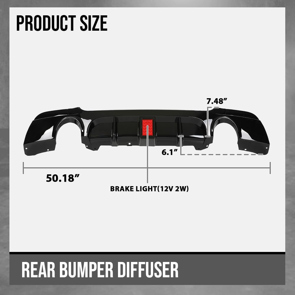 G-PLUS Rear Diffuser Compatible with BMW 3 Series E92 Coupe 2 Door M-Tech Bumper 2007-2013 Not Fit E90, E91 and Regular Bumper Model Rear Bumper Diffuser Lip Glossy Black