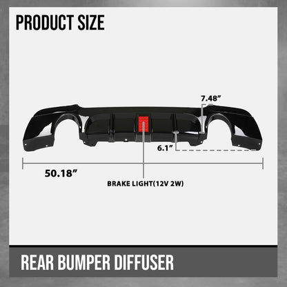G-PLUS Rear Diffuser Compatible with BMW 3 Series E92 Coupe 2 Door M-Tech Bumper 2007-2013 Not Fit E90, E91 and Regular Bumper Model Rear Bumper Diffuser Lip Glossy Black