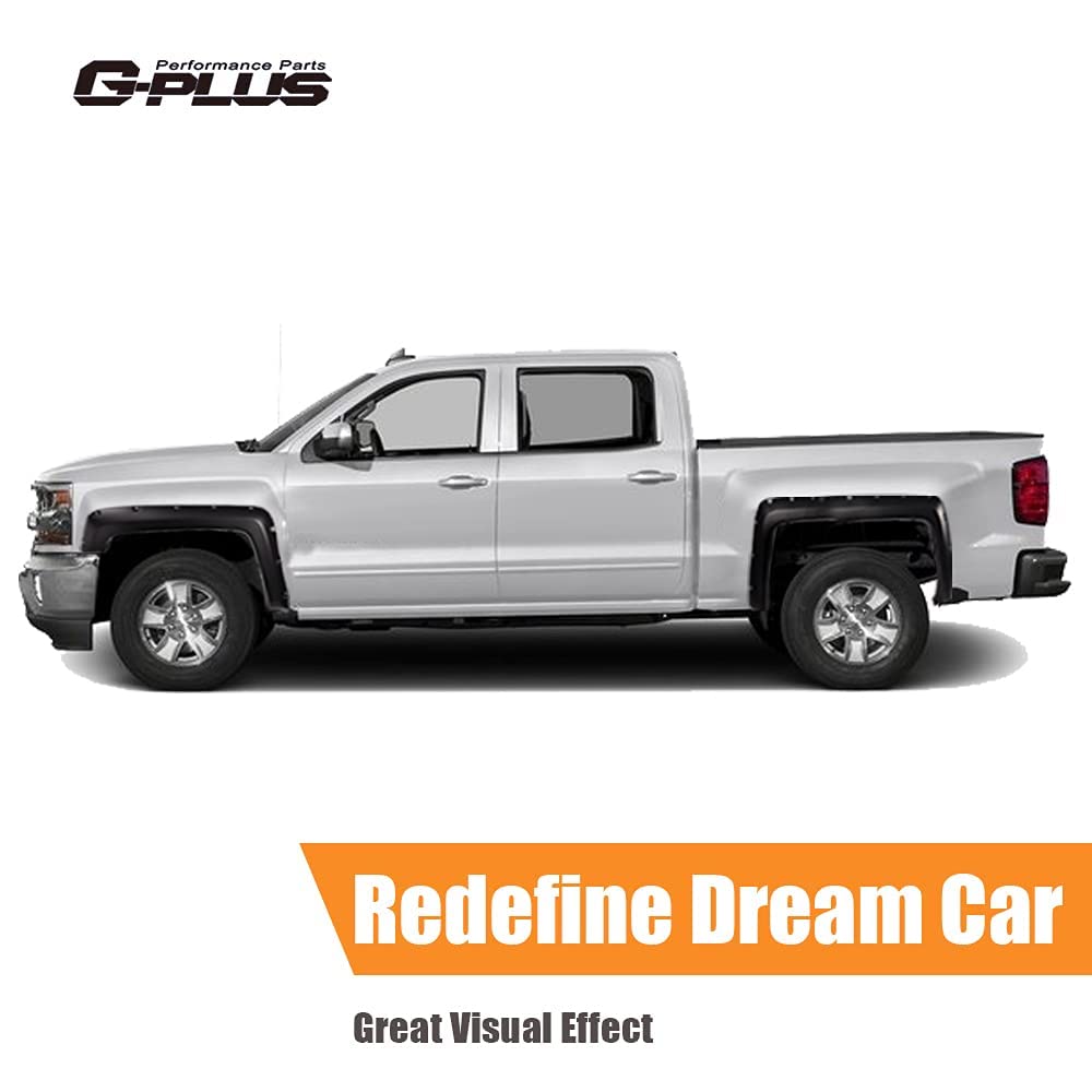 G-PLUS Fender Flares Compatible with Chevy Silverado 2500HD 3500HD 2014-2018 Fleetside 78.8"/97.6"/97.8" Long Bed Models (Regular Cab & Extended Cab) Upgrade Wheel Flares Smooth Pocket Rivet 4PCS