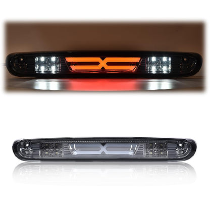 G-PLUS X-Type LED Third Brake Light Compatible with Chevy Silverado/GMC Sierra 2007-2014 3RD LED Bar Brake/Cargo Light Smoky lens Chrome Housing Amber Reflector