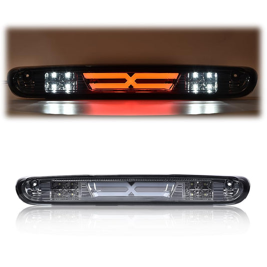 G-PLUS X-Type LED Third Brake Light Compatible with Chevy Silverado/GMC Sierra 2007-2014 3RD LED Bar Brake/Cargo Light Smoky lens Chrome Housing Amber Reflector
