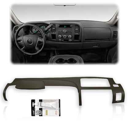 G-PLUS TPE Half Dash Cover Compatible with Chevy Silverado LS/LT/WT 2007-2013, Fit GMC Sierra SL/SLE 2007-2013, Only Covers Front Portion of Dash (NOT Fit LTZ/Denali/SLT Models) Grey