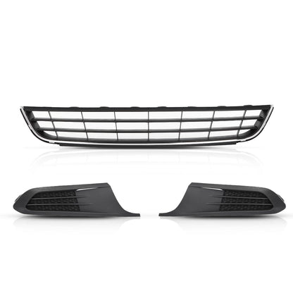 G-PLUS Front Bumper Lower Grille & Fog Light Bezel Compatible with Volkswagen Jetta Sedan 2011-2014 Black (NOT Fit any Wagon Models) 5C6853671RYP, 5C68536659B9, 5C68536669B9, VW1036120 Chrome Grill