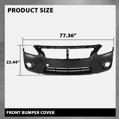 G-PLUS Front Bumper Cover Compatible with Nissan Altima Sedan 2013 2014 2015 w/Fog Light Holes & Tow Hook Hole, 620223TA0H, NI1000285