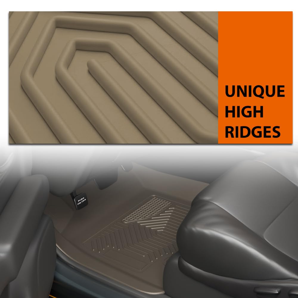 G-PLUS TPE Floor Mats Fit Dodge Ram 1500 1994-2001 1st Row Truck Accessories Cargo Liners All Weather Protection 2PCS Beige Alfombras para Carro