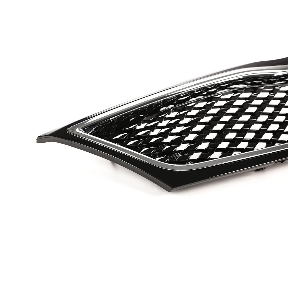 G-PLUS Front Bumper Upper Grille Grill Compatible with Kia Optima 2014 2015 Replacement for 863502T700 Black w/Chrome Trim
