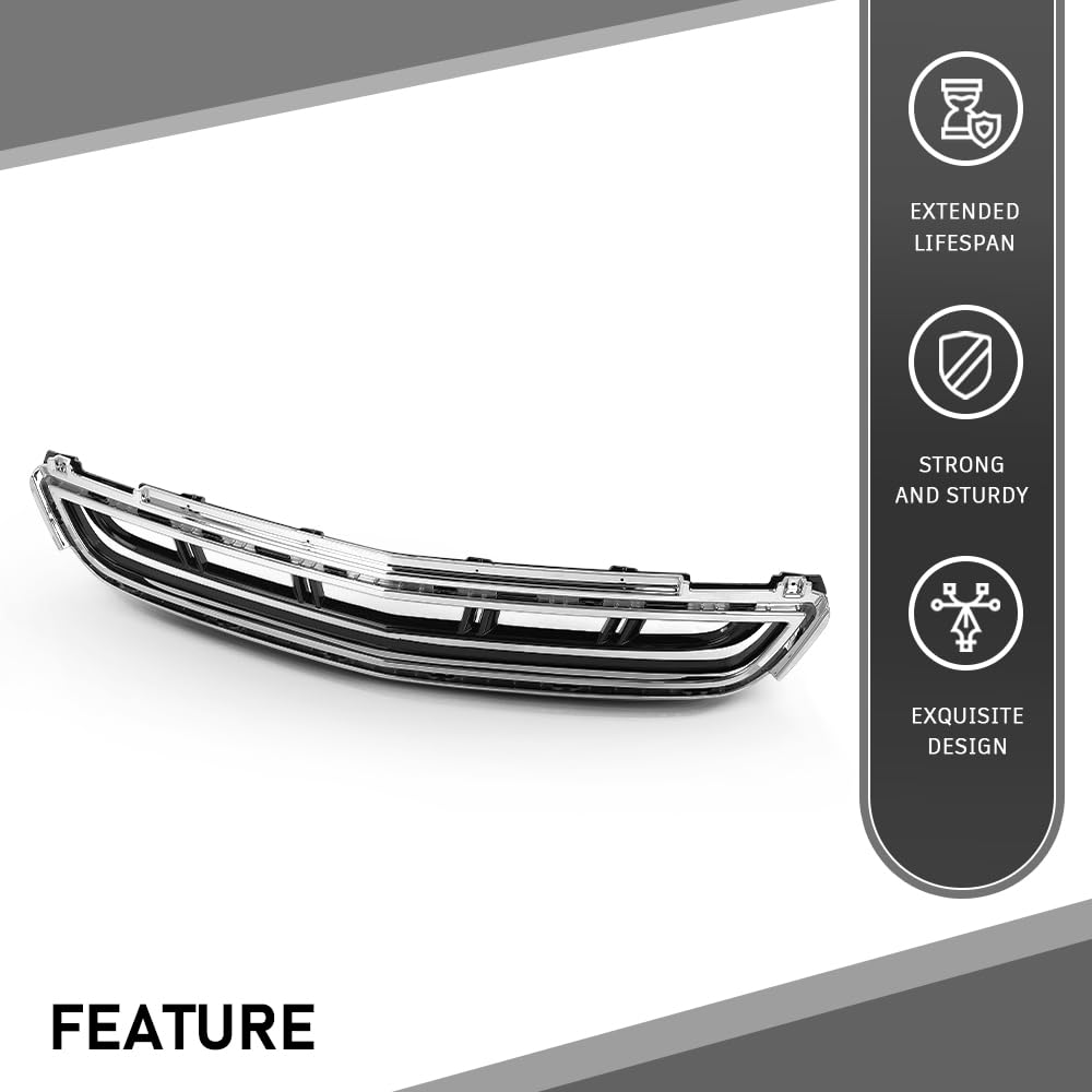 G-PLUS Front Bumper Lower Grille Radiator Grill Compatible with Cadillac XTS 2013-2017 GM1036158, 12457782, 20901627 Chrome Black