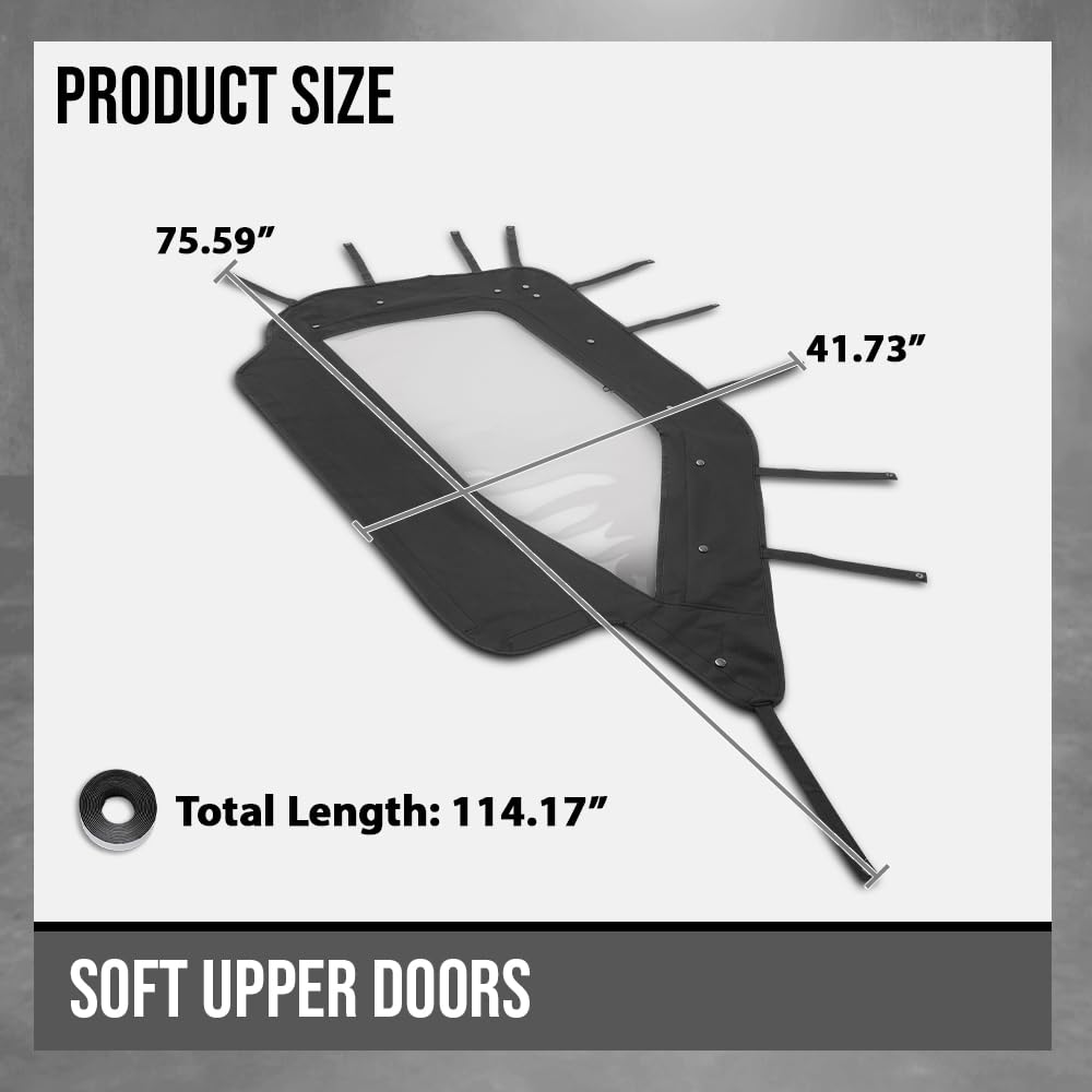 G-PLUS Soft Upper Doors Compatible with Polaris RZR XP 1000 and RZR XP Turbo 2014-2022 Fit Polaris RZR S 1000 2016-2020 Black 2 Pcs