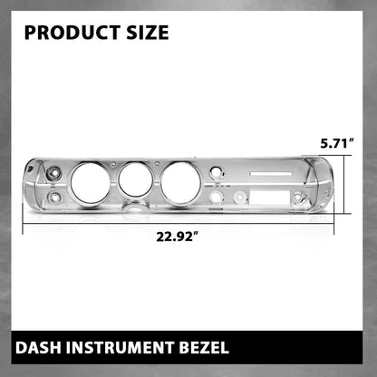 G-PLUS Dash Bezel Compatible with 1965 Chevy Chevelle El Camino without A/C Silver