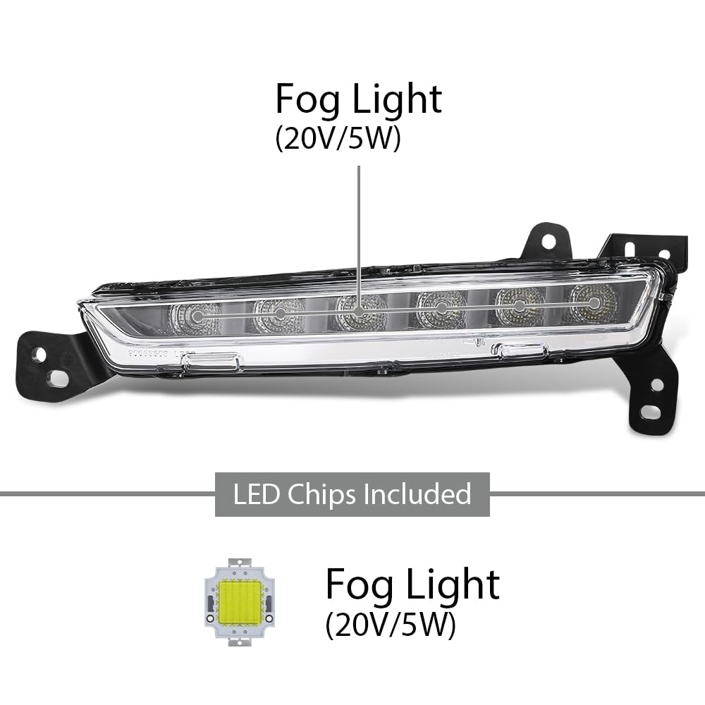 G-PLUS LED Fog Light Driver Daytime Parking Lamp Left Driver Side Compatible with Lincoln MKZ 2017-2020 FO2520195, HP5Z13200B Black