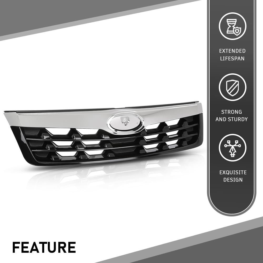 G-PLUS Front Grille Assembly w/Chrome Trim Compatible with Subaru Forester 2011-2013 Upper Bumper Grill Replacement for 91121SC040, 91122SC050