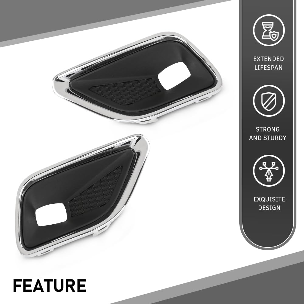 G-PLUS Front Bumper Fog Light Lamp Covers Bezel Chrome Compatible with Jeep Cherokee 2019-2020