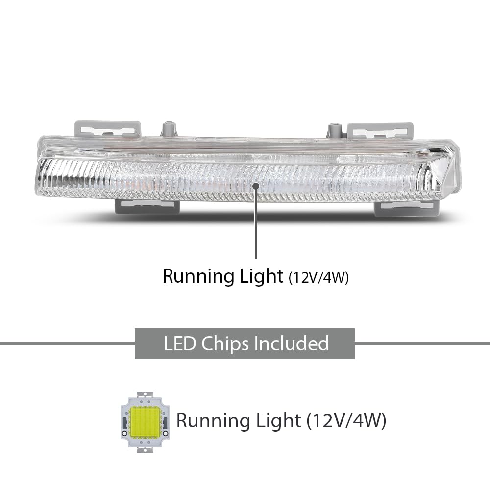 G-PLUS LED Fog Lights Daytime Running Lamps Pair, Compatible with Benz C250 C300 C350 E400 E63 SLK250 SLK300 SLK350 2012-2016, LH & RH 2PCS, 2049069000, 2049068900