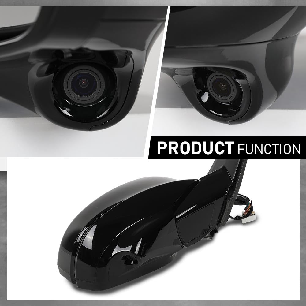 G-PLUS Power Heated Mirror w/Turn Signal Lane Assist Camera Right Passenger Side Compatible with Honda Accord Sedan 2013-2015 76200T2GA41ZC HO1321275 Glossy Black