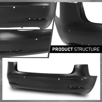 G-PLUS Rear Bumper Cover Compatible with Tesla Model 3 2017 2018 2019 2020 2021 2022 w/Sensor Holes, 1108905S0A, TA1100100, Black