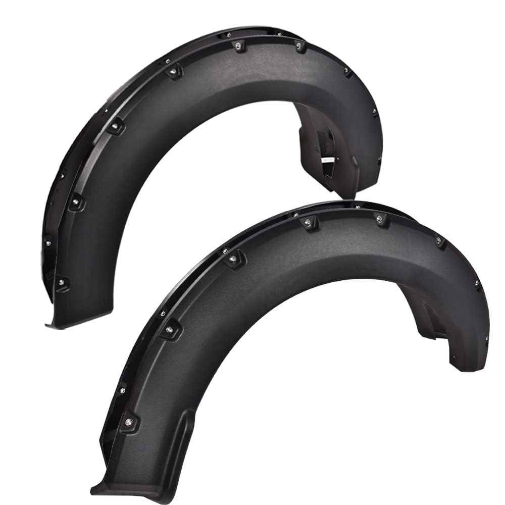 G-PLUS 4PCS Fender Flares Fit Ford F150 2015-2017 Styleside Models Only with 67.0" 78.8" 97.4" Bed (Not Fit w/68t Technology Package/Sensors for Lane Changing), Textured Riveted Style