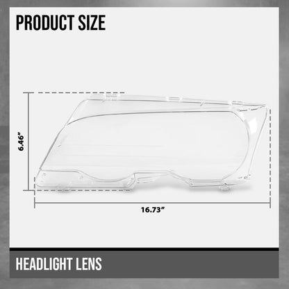 G-PLUS Headlight Lens Cover Compatible with BMW E46 3-Series 2DR 1999-2003 Fit BMW M3 Pre-Facelift 2-Door 2001-2006 Left & Right Pair Front Headlamp Lens Cover Clear