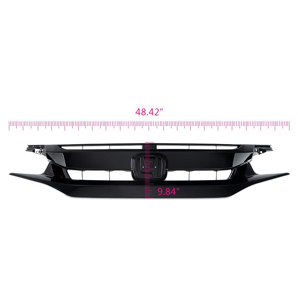 G-PLUS Front Bumper Upper Mesh Grill Compatible with 2019 2020 2021 Honda Civic