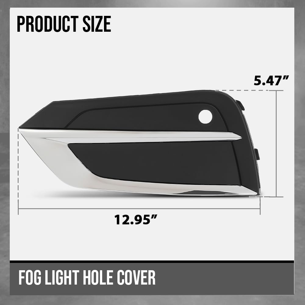 G-PLUS Fog Light Hole Cover Set Left & Right Side Compatible with Volvo XC60 2018 2019 2020 2021 31694538, 31694538-5 Chrome Black