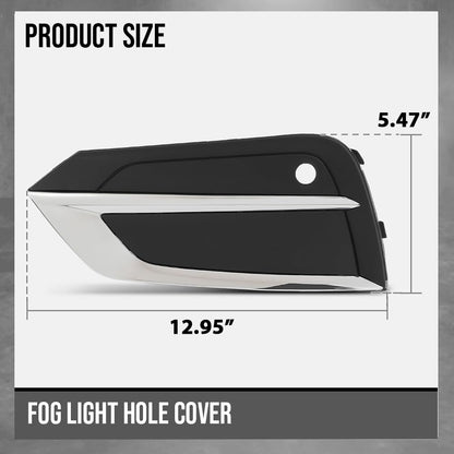 G-PLUS Fog Light Hole Cover Set Left & Right Side Compatible with Volvo XC60 2018 2019 2020 2021 31694538, 31694538-5 Chrome Black