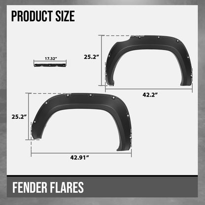 G-PLUS 4PCS Fender Flares Compatible with Toyota Tacoma 2016 2017 2018 2019 2020 2021 2022 (Not Fit Double Cab Trims) Wheel Arch Cover Trim, Smooth Pocket-Riveted