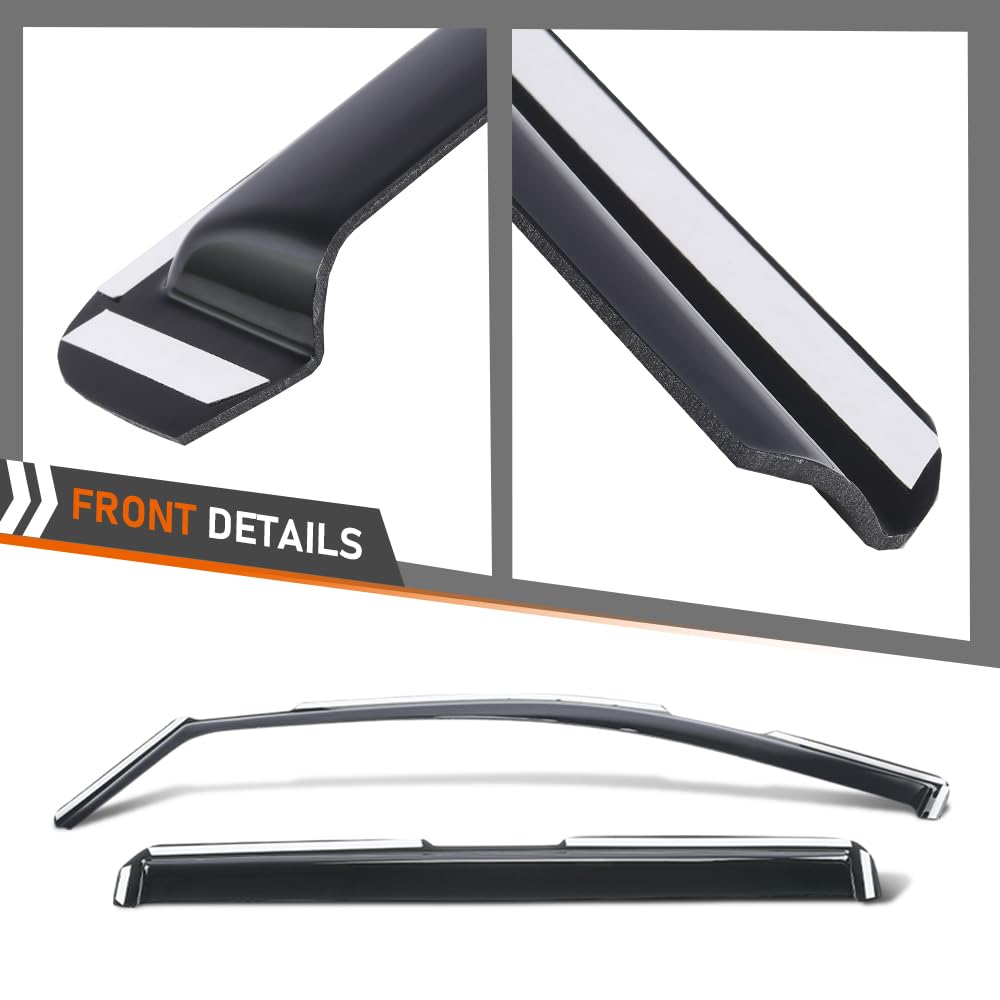 G-PLUS in-Channel Side Window Vent Visor Deflectors Rain Guards Compatible with GMC Sierra 1500 Crew Cab 2019-2026 Impact-Resistant PC 4 PCS Smoky