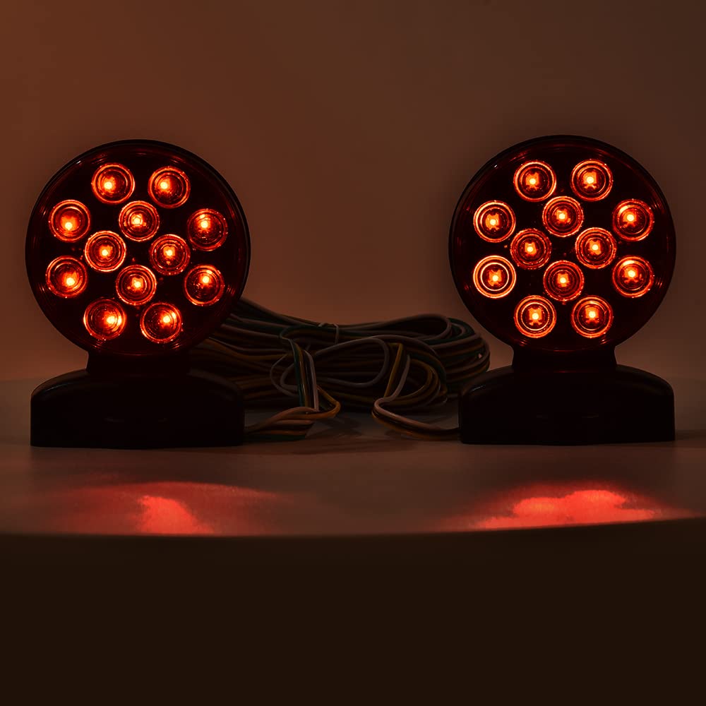 G-PLUS 12V Magnetic Towing Trailer Light Kit LED Tow Trailer Lights Brake Tail Signal Compatible with Towing Trucks/Wrecker/RV LED Magnetic