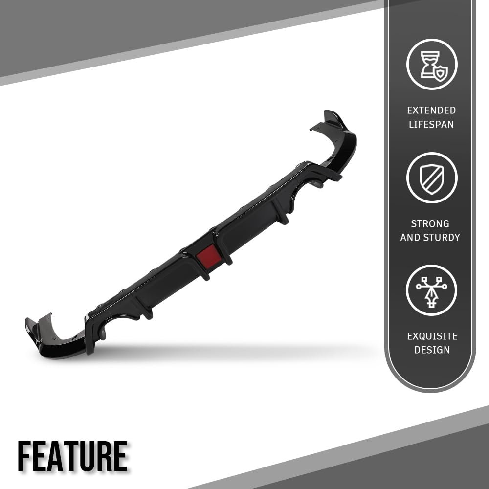G-PLUS Rear Bumper Lip Diffuser LED Light Compatible with Honda Civic 2016 2017 2018 2019 2020 2021 Gloss Black