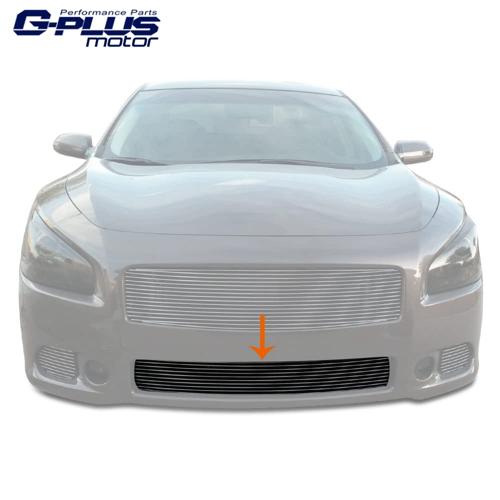 G-PLUS Front Lower Bumper Black Billet Grille Insert Compatible With 2009-2014 Nissan Maxima US Black