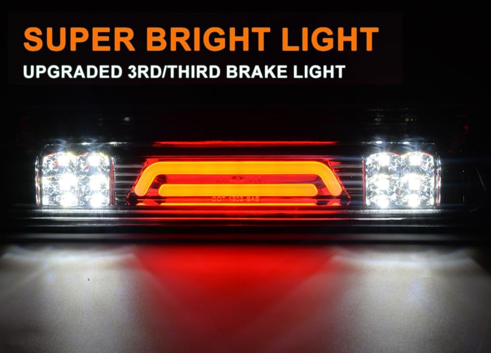G-PLUS Rear LED Third Brake Light Compatible With Ford F150 2004-2008 3RD Cargo Led Tail Lamps Clear lens Chrome Housing