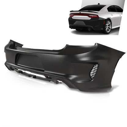 G-PLUS Rear Bumper Cover Fascia Compatible with Dodge Charger 2015-2023,Fit SRT R/T Scat Pack Daytona & Hellcat Models,With Side Vent Style Only,Fit Use Without Park Assist Only 187-01671B