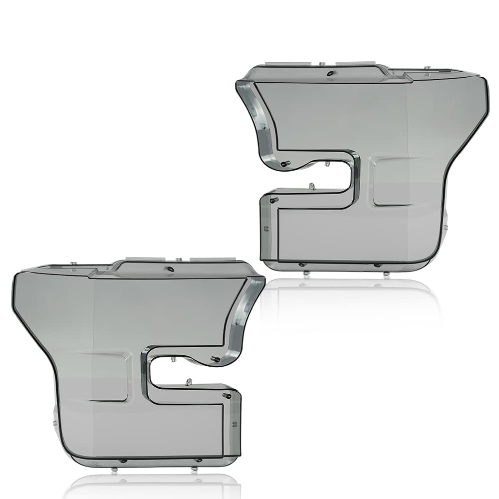G-PLUS Headlights Headlamps Cover Left+Right Smoke Compatible with 2015-2017 Ford F150 FO2502335, FO2503335, FO2502344