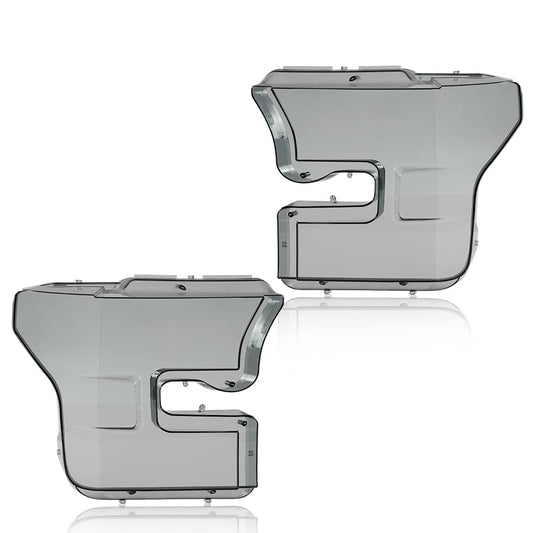 G-PLUS Headlights Headlamps Cover Left+Right Smoke Compatible with 2015-2017 Ford F150 FO2502335, FO2503335, FO2502344