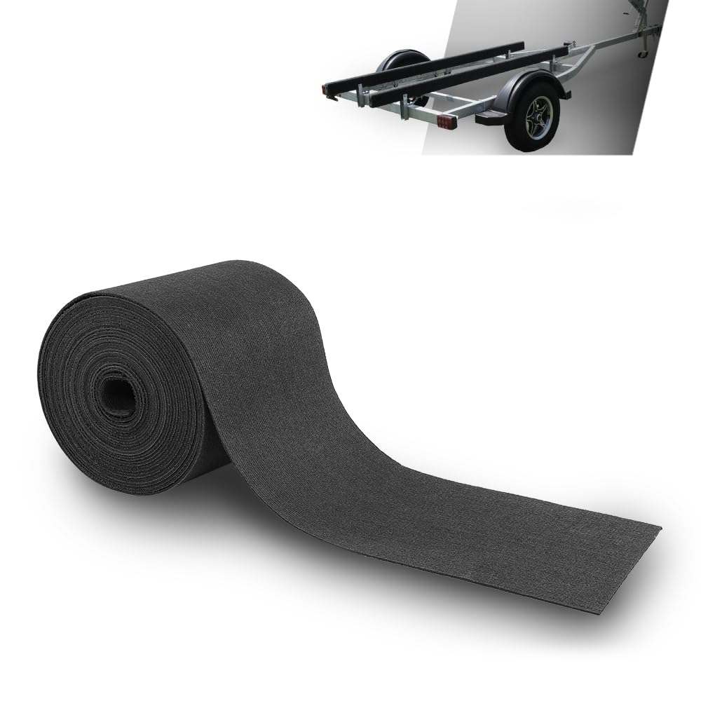 G-PLUS 12" x 50ft Boat Trailer Bunk Carpet, Outdoor Ribbed Marine Bunk Carpet Fit for Boat Trailer Runners Black