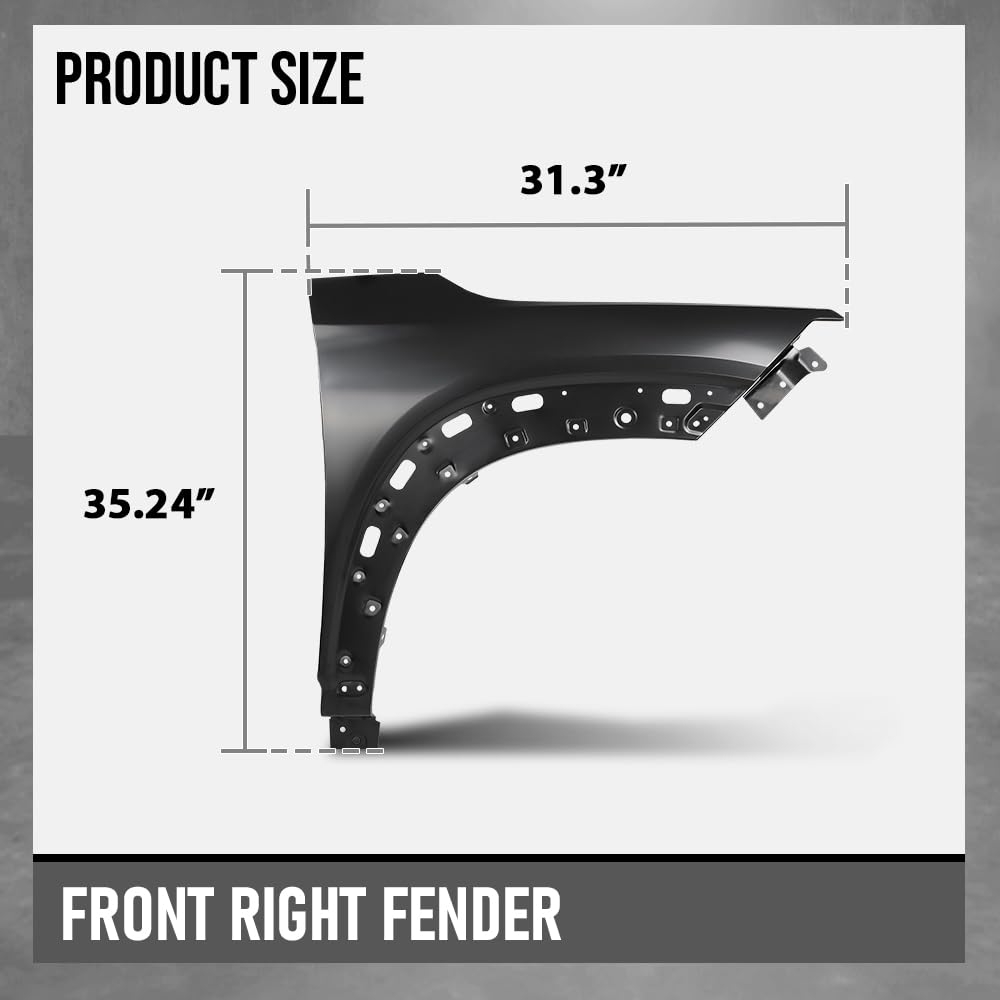 G-PLUS Fender Front Right Passenger Side Compatible with Chevy Trailblazer 2021-2026 Black