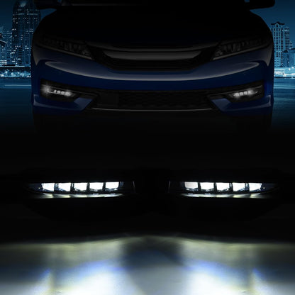 G-PLUS Compatible with Honda Accord 4-Door Sedan 2016 2017 Clear Lens LED Front Bumper Fog Lights Lamps with Bezels Switch and Wiring Kit