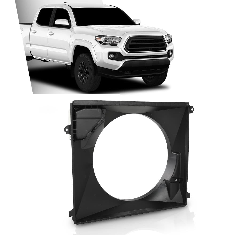 G-PLUS Radiator Cooling Fan Shroud Compatible with Toyota Tacoma L4 2.7L 2016-2023 Black