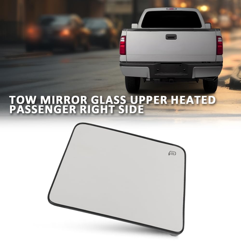 G-PLUS Mirror Glass Upper Heated Passenger RH Compatible with Ford F150 Pickup Truck 2013-2014,Fit Ford F250 F350 F450 F550 Super Duty 2008-2016 FO1325150, 7C3Z17K707F