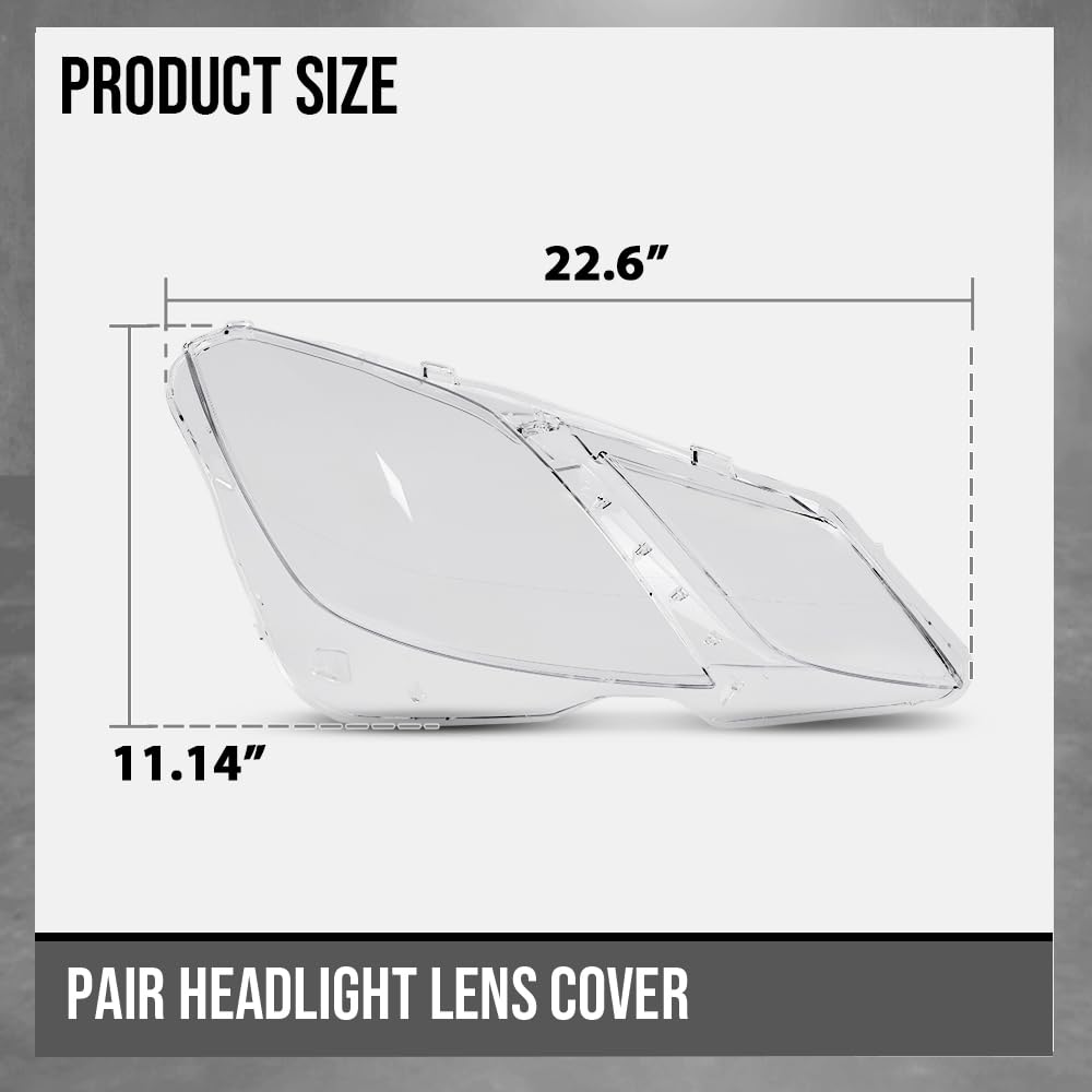 G-PLUS Headlight Lens Cover Compatible with Benz E-Class W207 E350 E500 Coupe 2010 2011 2012 2013 Left & Right Front Headlamp Lens Cover Clear
