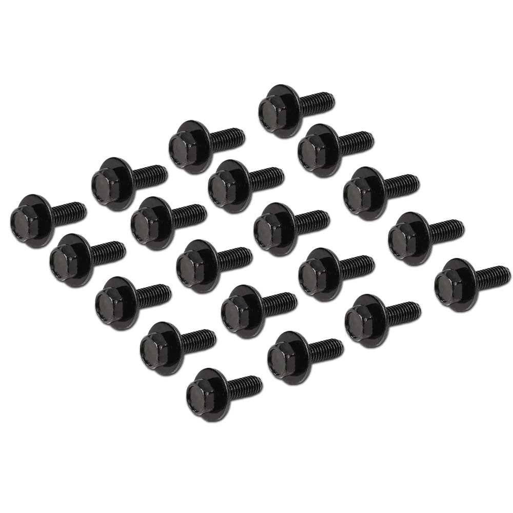 G-PLUS Body Bolts- M6-1.0 x 20mm Long- 10mm Hex- 17mm Washer- 20 Bolts- #171 Compatible with Honda