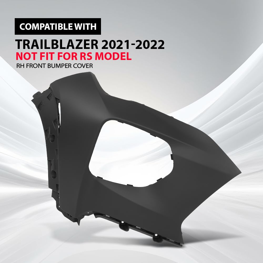 G-PLUS Front Bumper Cover Passenger Right Side Compatible with Chevy Trailblazer 2021-2022 NOT Fit RS Model 42749517, 42772012 Black