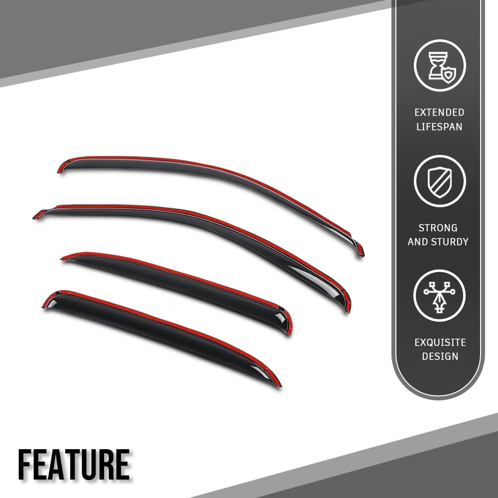 G-PLUS in-Channel Auto Vent Window Visors 4pcs Compatible with Chevy Tahoe/GMC Yukon 2000-2006 Smoky