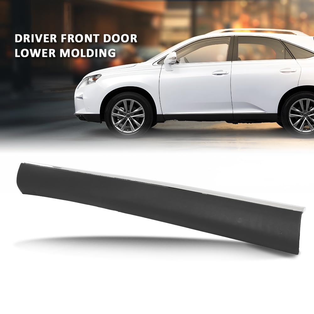 G-PLUS Driver Front Door Lower Molding Compatible with LX RX350 F Sport LX RX350/RX450h Base Sport Utility 4-Door 3.5L 2010-2015 750720E010, 7507248030, 75072-0E010 Chrome and Black