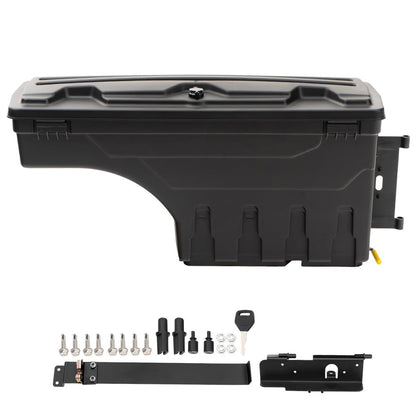G-PLUS Truck Bed Storage Box Tool Box Right Passenger Side Compatible with Toyota Tundra 2007 2008 2009 2020 Black Rear Tool Box