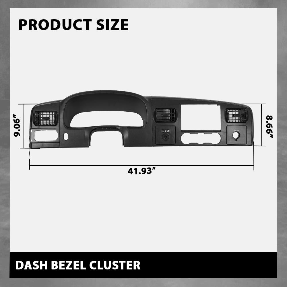 G-PLUS Dash Bezel Dashboard Surround Trim Panel Compatible with Ford F250 F350 Super Duty 2005 2006 2007 Black Dash Cover