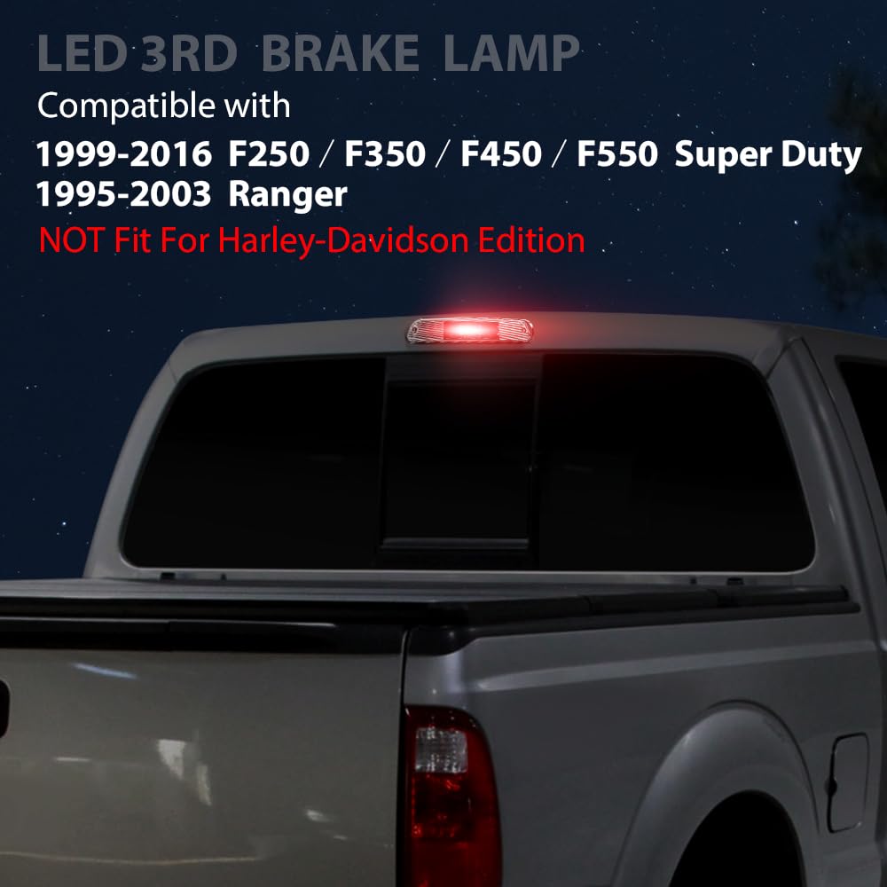 G-PLUS LED 3rd Third Brake Stop Lamp Light Compatible with Ford F250 F350 F450 F550 Super Duty 1999-2016/Fit Ford Ranger 1995-2003/NOT Fit For Harley-Davidson Edition CC3Z13A613A CC3Z13A613B